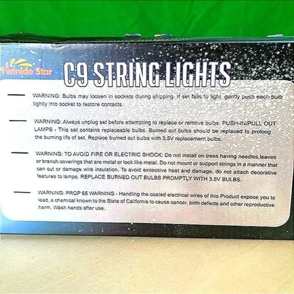 C9 Blue LED Christmas‎ String Lights 25 Ft Indoor Outdoor 50 Bulbs